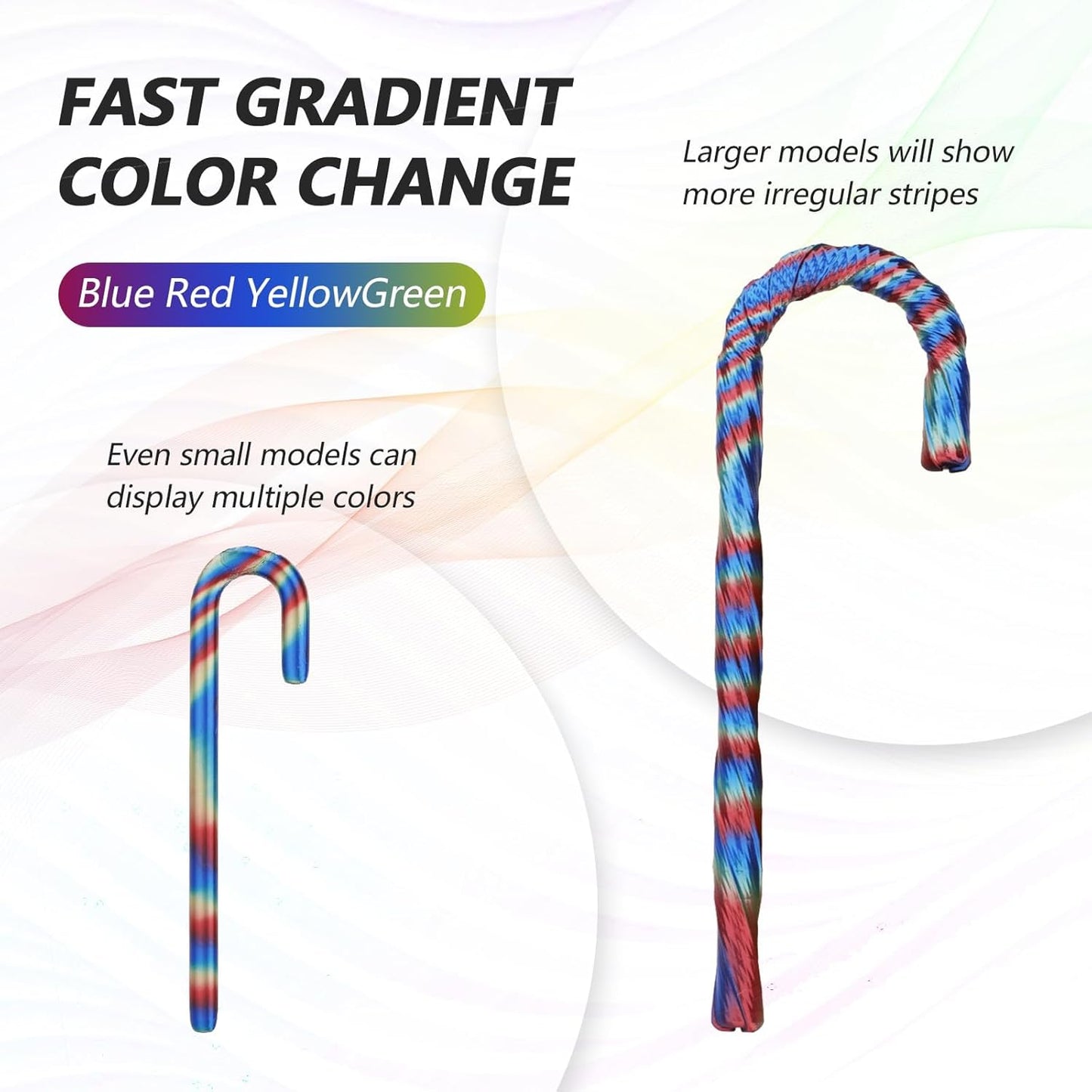 AMOLEN Silk PLA 3D Printer Filament, Shiny Multicolor Rainbow PLA Filament 1.75mm, Fast Color Change PLA 3D Printing Filament for Most FDM 3D Printer, Blue Red YellowGreen