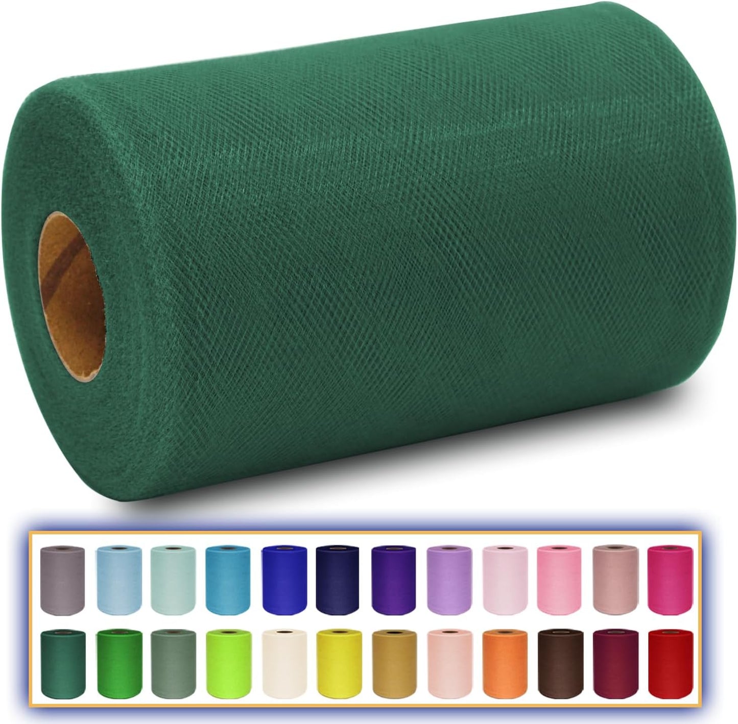 Hunter Green Tulle Fabric Roll 6 Inch X 300 FT (100 Yards) Matte Tulle Ribbon Netting Mesh Spool for DIY Tutu Skirt Wedding Bow Gift Wrapping Baby Shower Christmas Party Halloween Decorations
