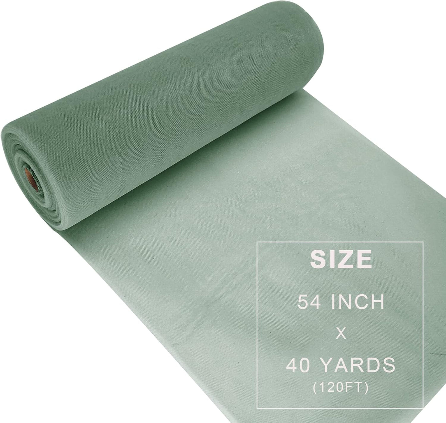 Sage Green Tulle Fabric Roll Spool Bolt (54 Inch by 40 Yards) Large Tulle Wedding Party Decoration, Tutu Skirt, Table Runner, Gift Wrapping, Bridal Shower, Soft & Drape (Sage Green)