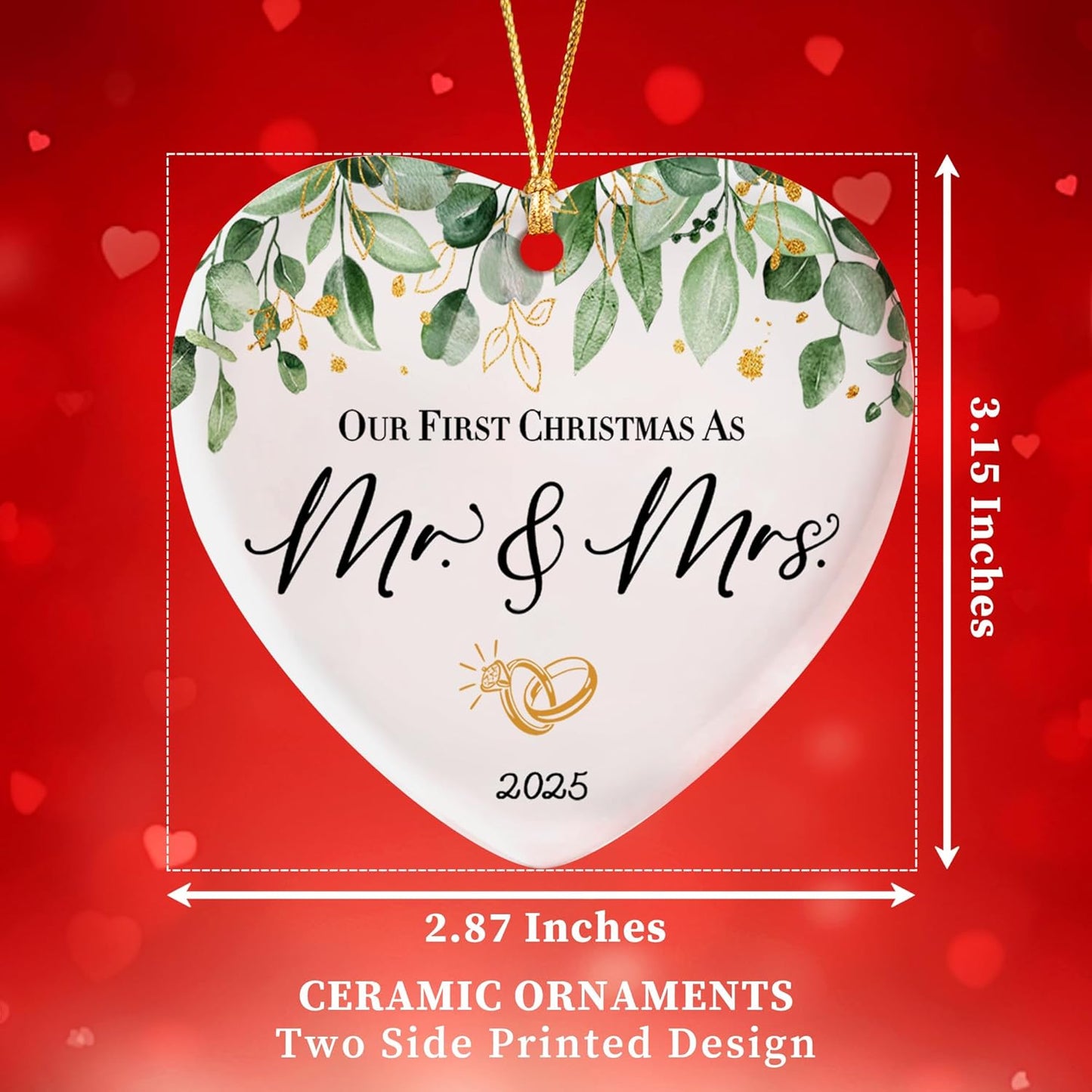 Wedding Gifts for Couples 2025,First Christmas Married Ornament 2025 Mr and Mrs Gifts,Bridal Shower Gift,Just Married Gift for Newlywed Couple Bride