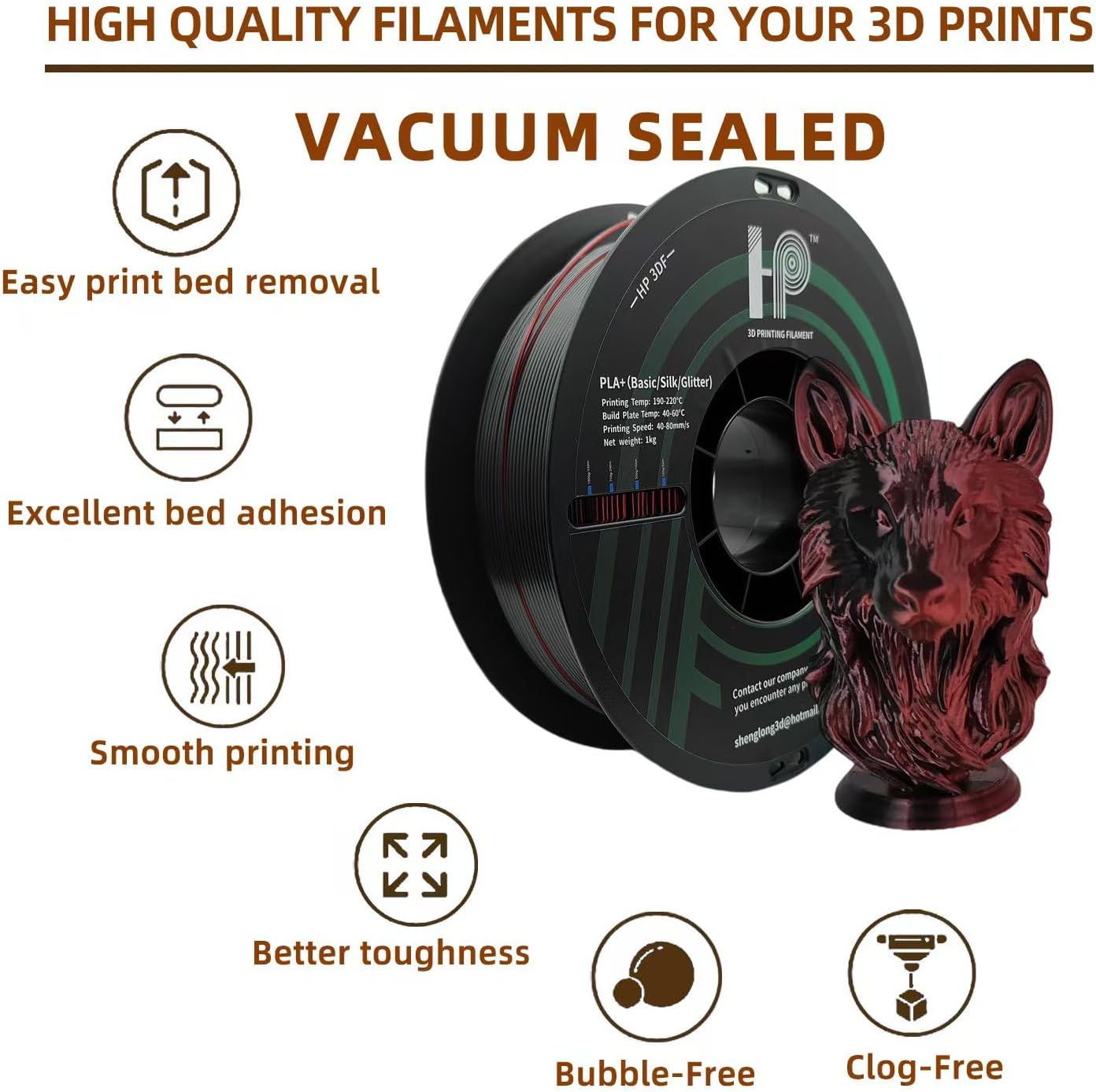 3D Printer Filament, Silk PLA, Color Changeable PLA Filament 1.75mm, Changes Color with Light and Angle, Dimensional Accuracy+/-0.02mm, 1KG Spool (2.2 lbs), Fit Most FDM Printer(Silk Red Black)