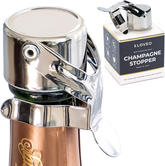 KLOVEO Champagne Stoppers - Patented Seal - Made in Italy - Professional Grade WAF Champagne Bottle Stopper - Prosecco, Cava, and Sparkling Wine Bottle Stopper