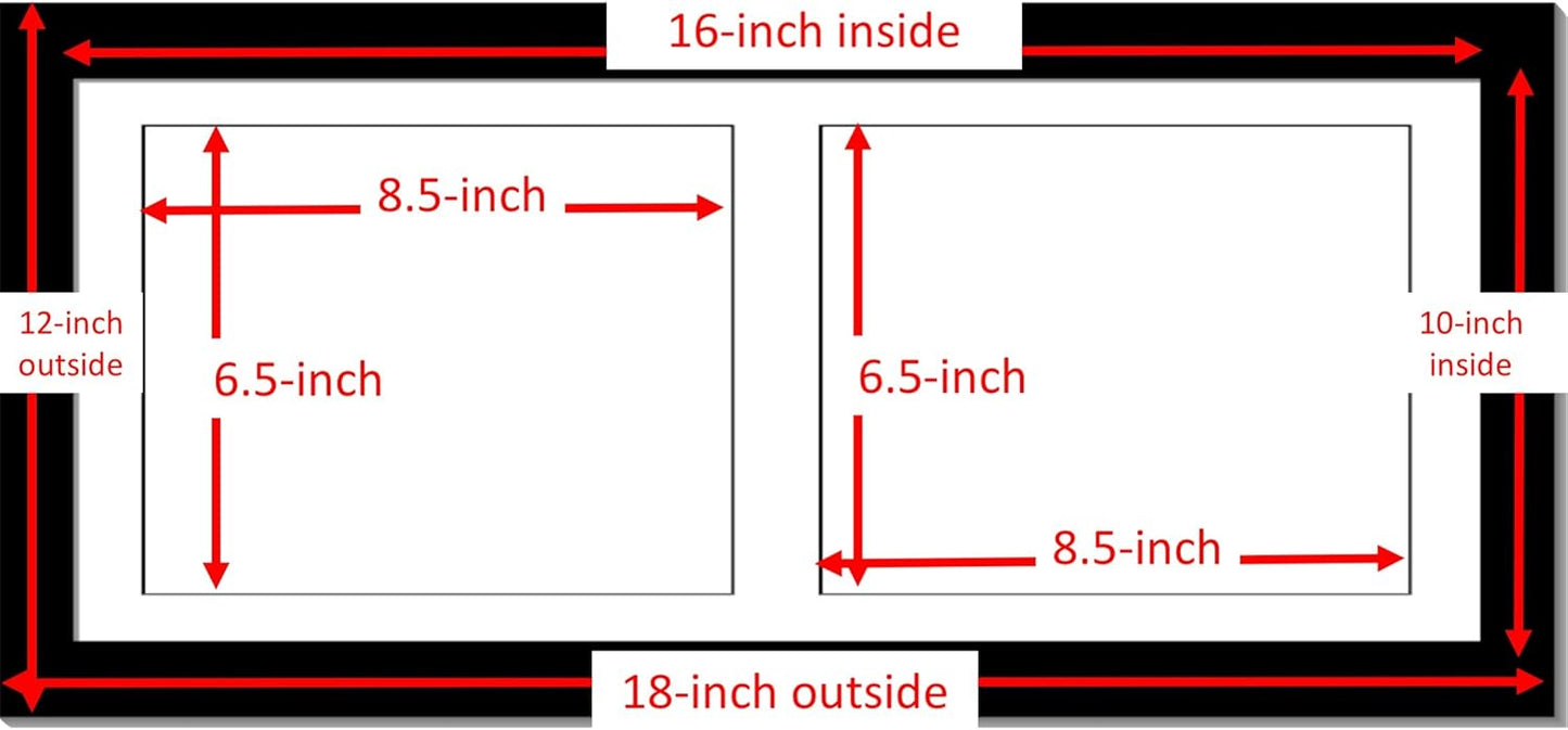 Creative Picture Frames 10X20Bk-W Black Horizontal Double Diploma Frame With 2 Opening White Matting | Holds 2-7X9-Inch Documents With Installed Wall Hanger