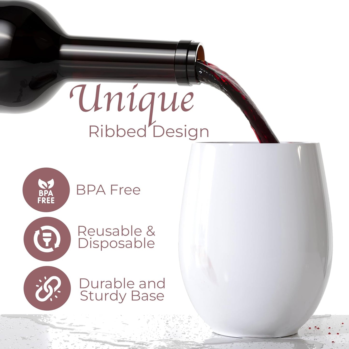 Exquisite 24 Pcs Unbreakable Stemless Plastic Wine Glasses Disposable Wine Glasses Stemless 12 Oz White Plastic Cocktail Cups White Party Cups Disposable Cocktail Glass Weddings & Events