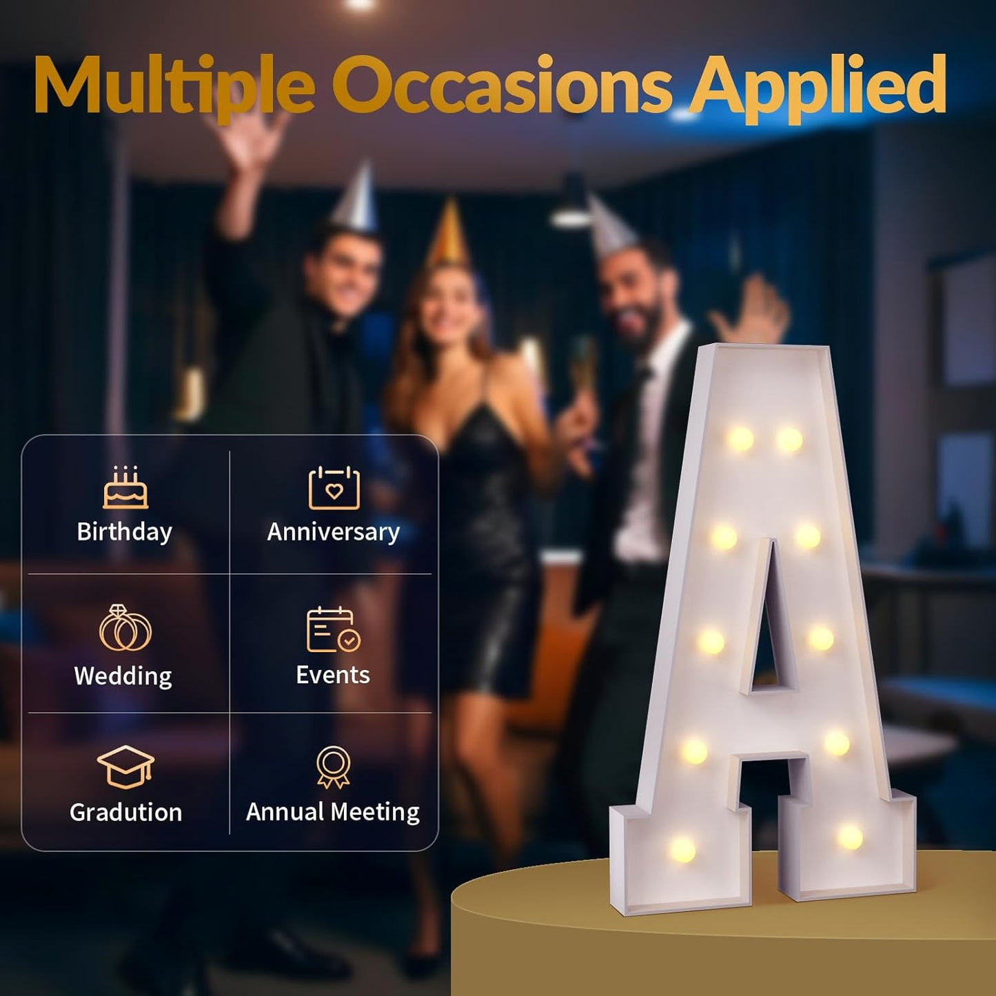 JoyMuse 4FT Marquee Light Up Letters,Large Marquee Letters 4 Feet Tall for Marry Me Proposal Decorations Big 4FT Letters with Lights for Baby Shower Party Decor, Letter I