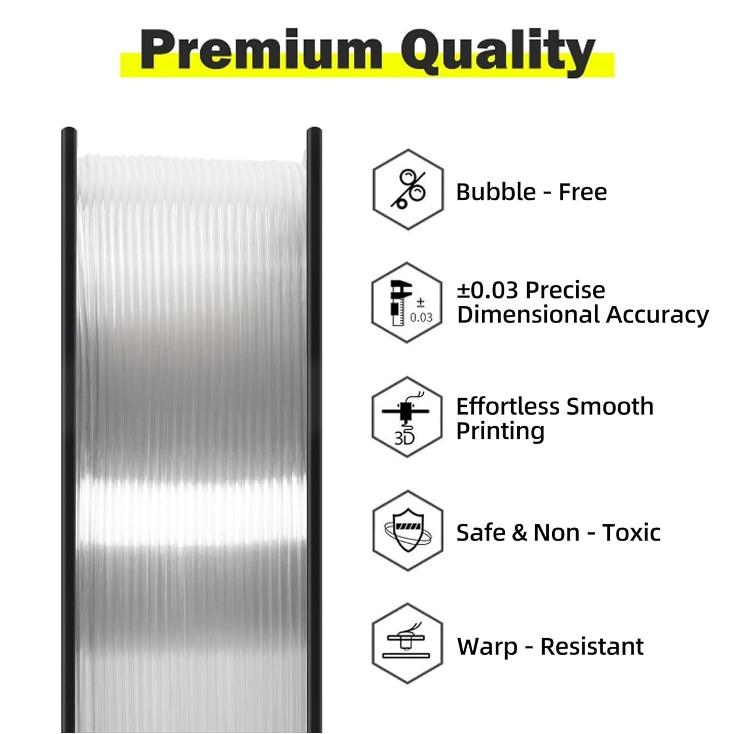 Geeetech TPU Filament 1.75mm, Shore 95A Flexible 3D Printer Filament with High Elasticity, 1KG (2.2lbs) Spool, Dimensional Accuracy ±0.03mm, Fits Most FDM Printers (Clear/Transparent)