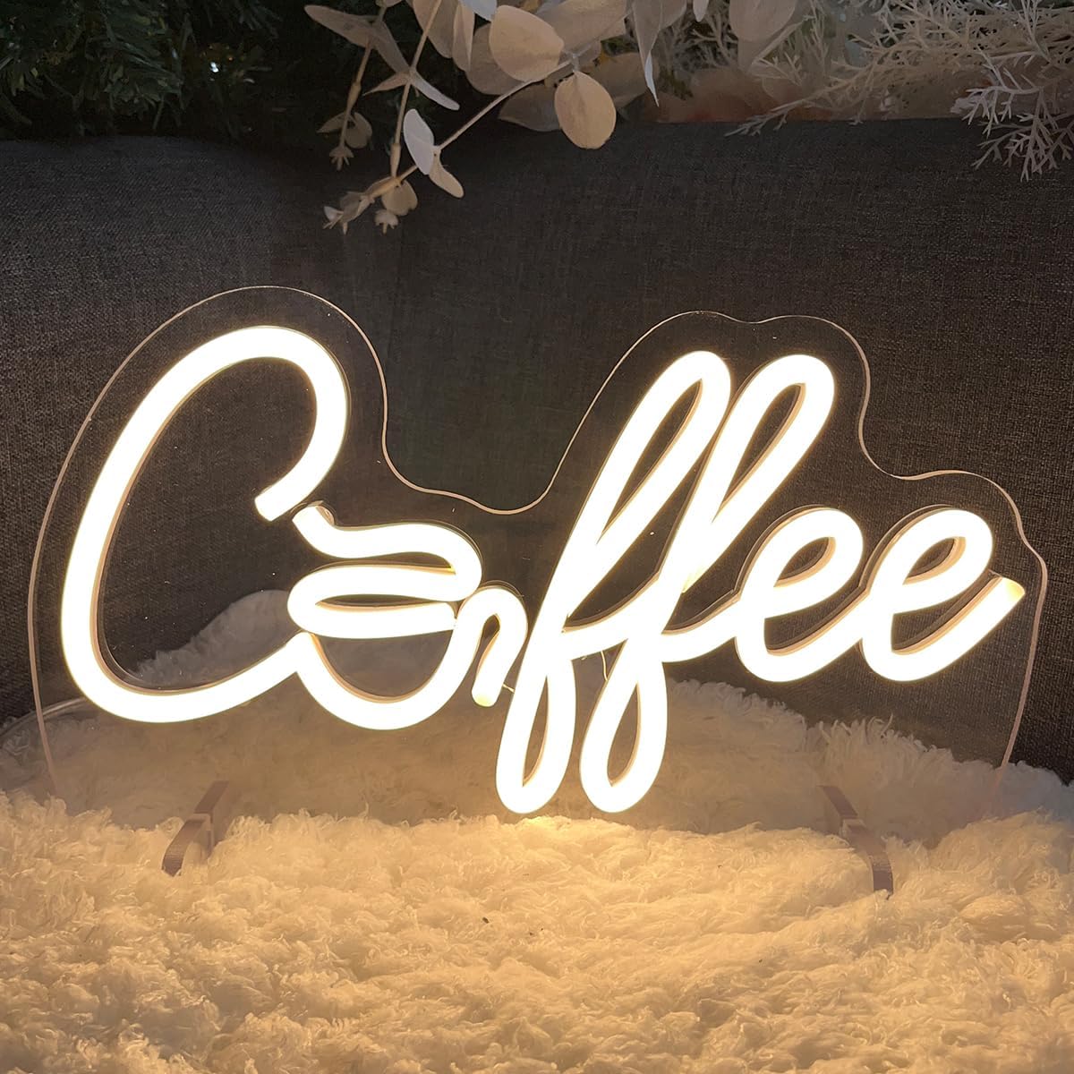 Coffee Table Number Neon Sign Desk Lamp Night Light Wedding Letter LED Neon Sign Wedding Table Decorations Neon Light Shop Bedroom Home Room Decor Christmas Party Warm White USB 30×16.7CM