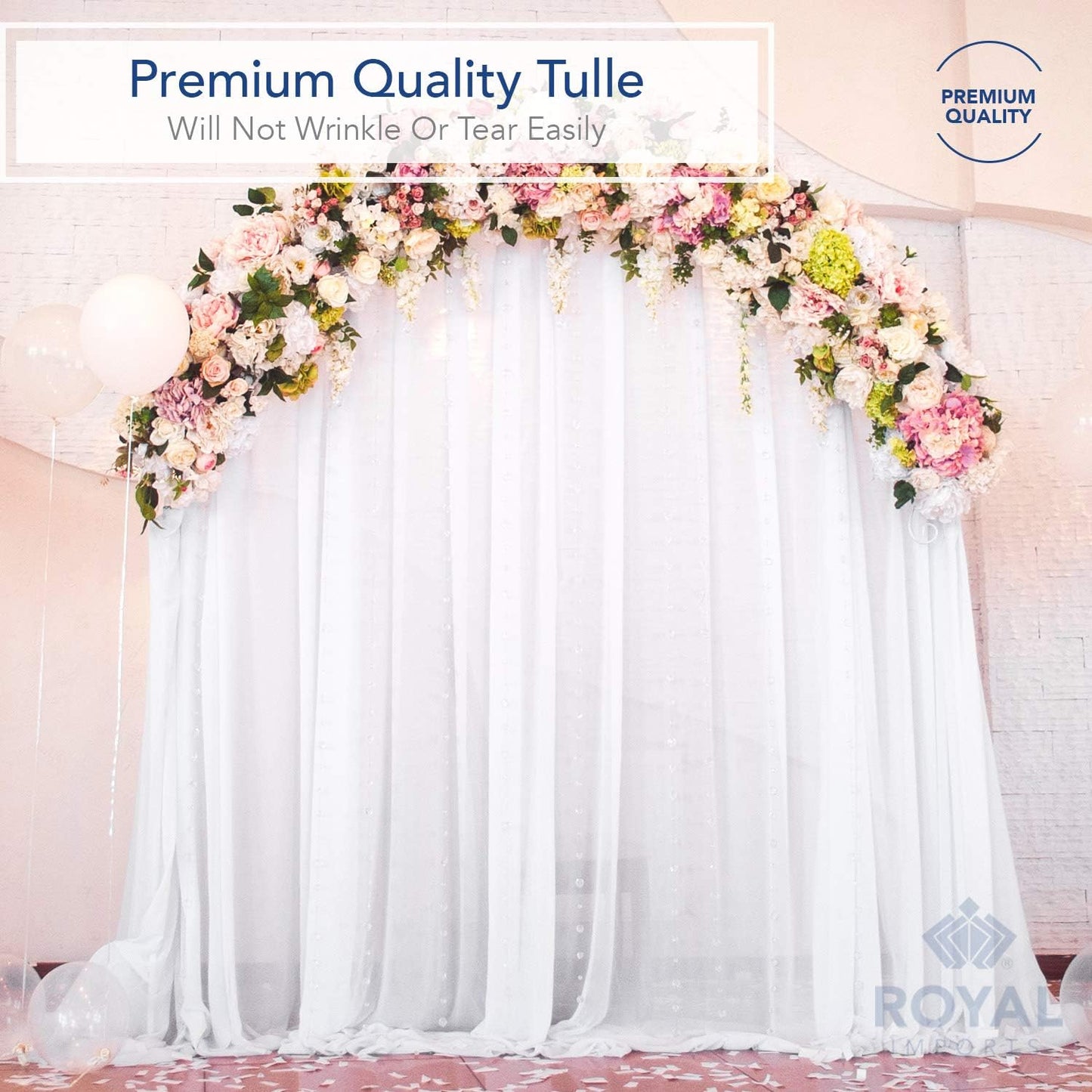 Royal Imports 54” Fabric Tulle Bolt for Wedding Party Decoration Bridal Shower - Tutu Roll, Netting Spool Ribbon Wrapping, White, 40 YDS