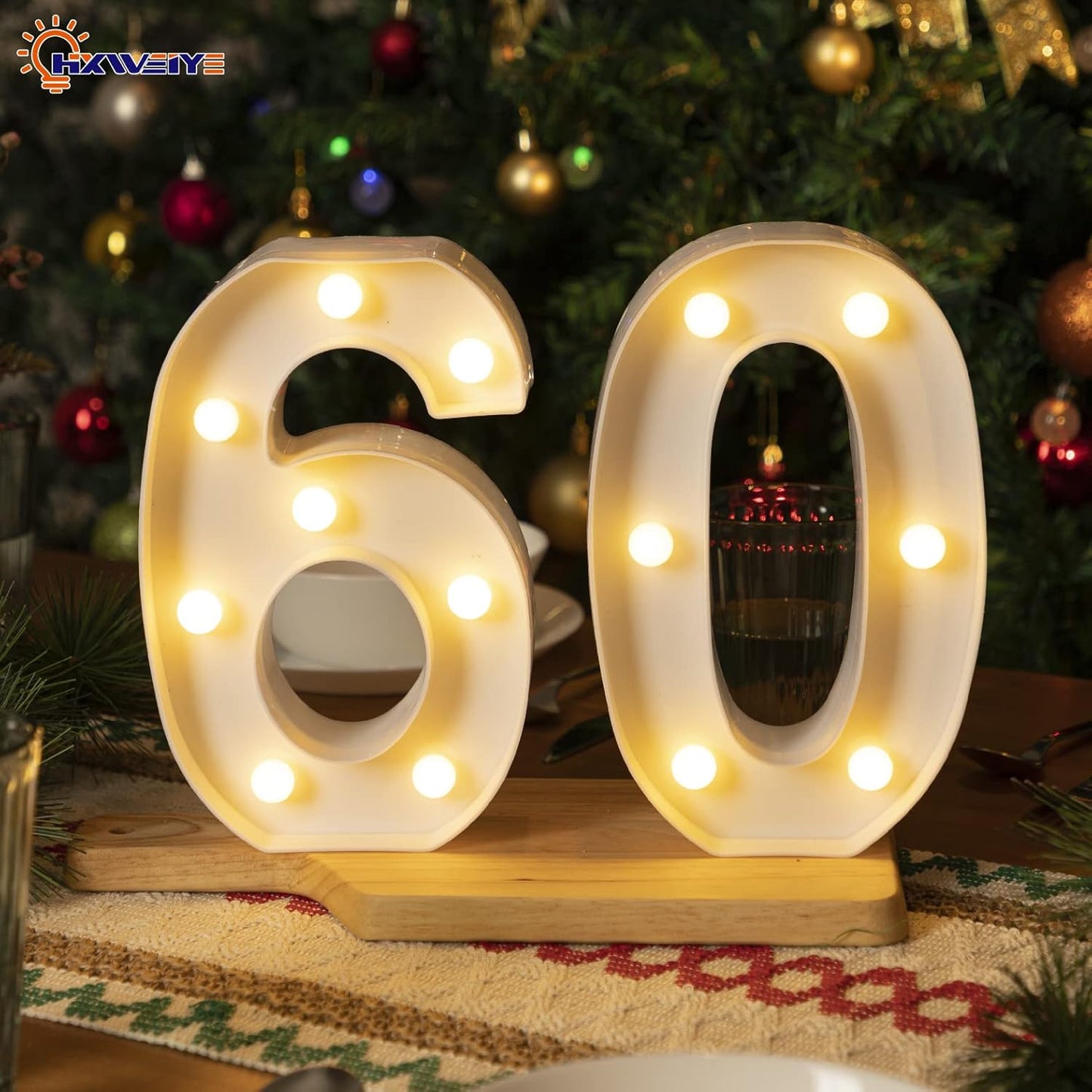 HXWEIYE Light Up Numbers-6, LED Marquee Number Lights Sign 26 Alphabet and 10 Number for Party Bar Birthday, Light Up Letters Battery Powered Warm White Christmas Decoration Numbers Lights