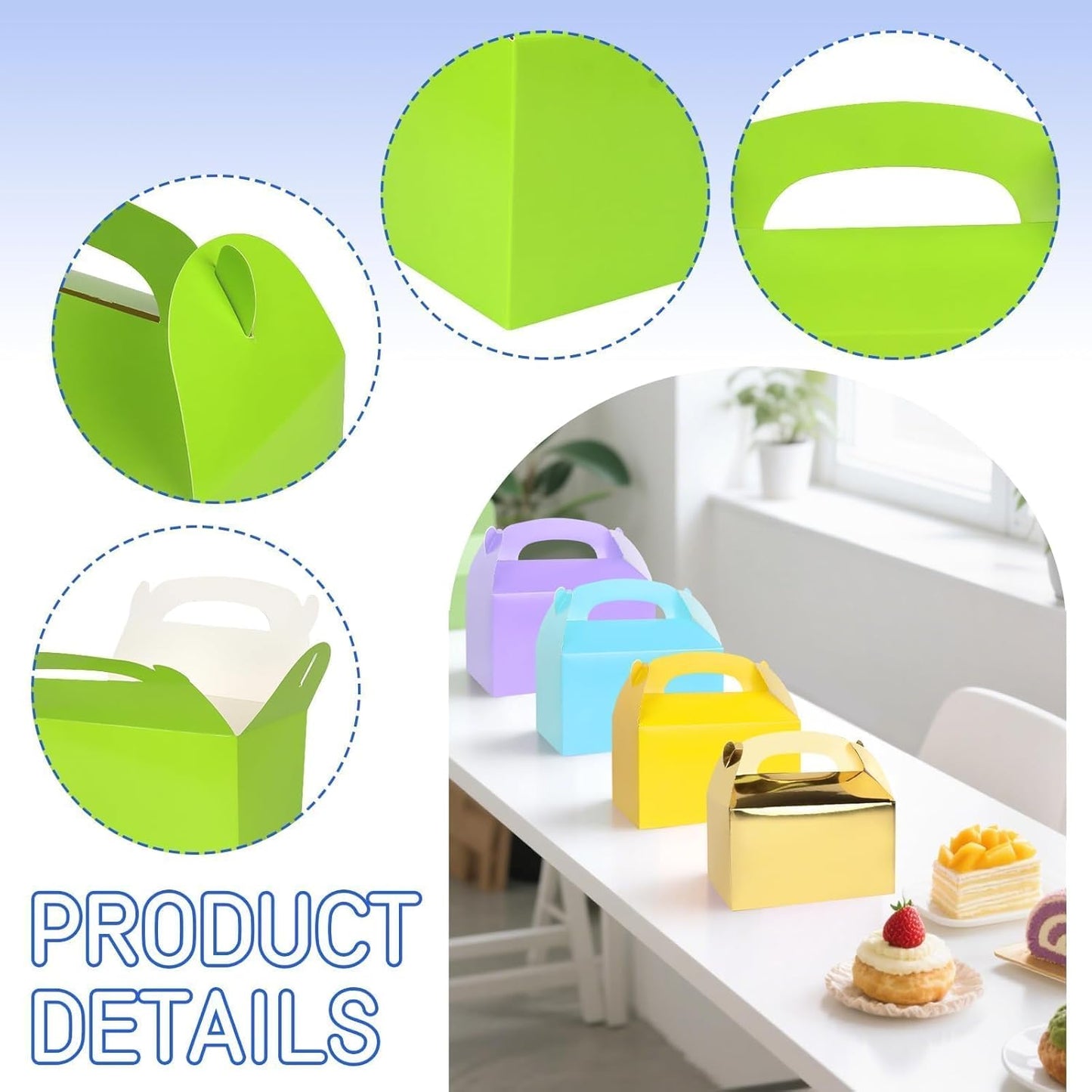 Rcybeo 30 PCS Gable Treat Boxes for Party, 10 Colors Candy Boxes Party Favor for Kids Birthday, Snack Goodie Candy Treat Boxes for Wedding Party Favors, Baby Shower, 6.3 x 3.5 x 3.5 In