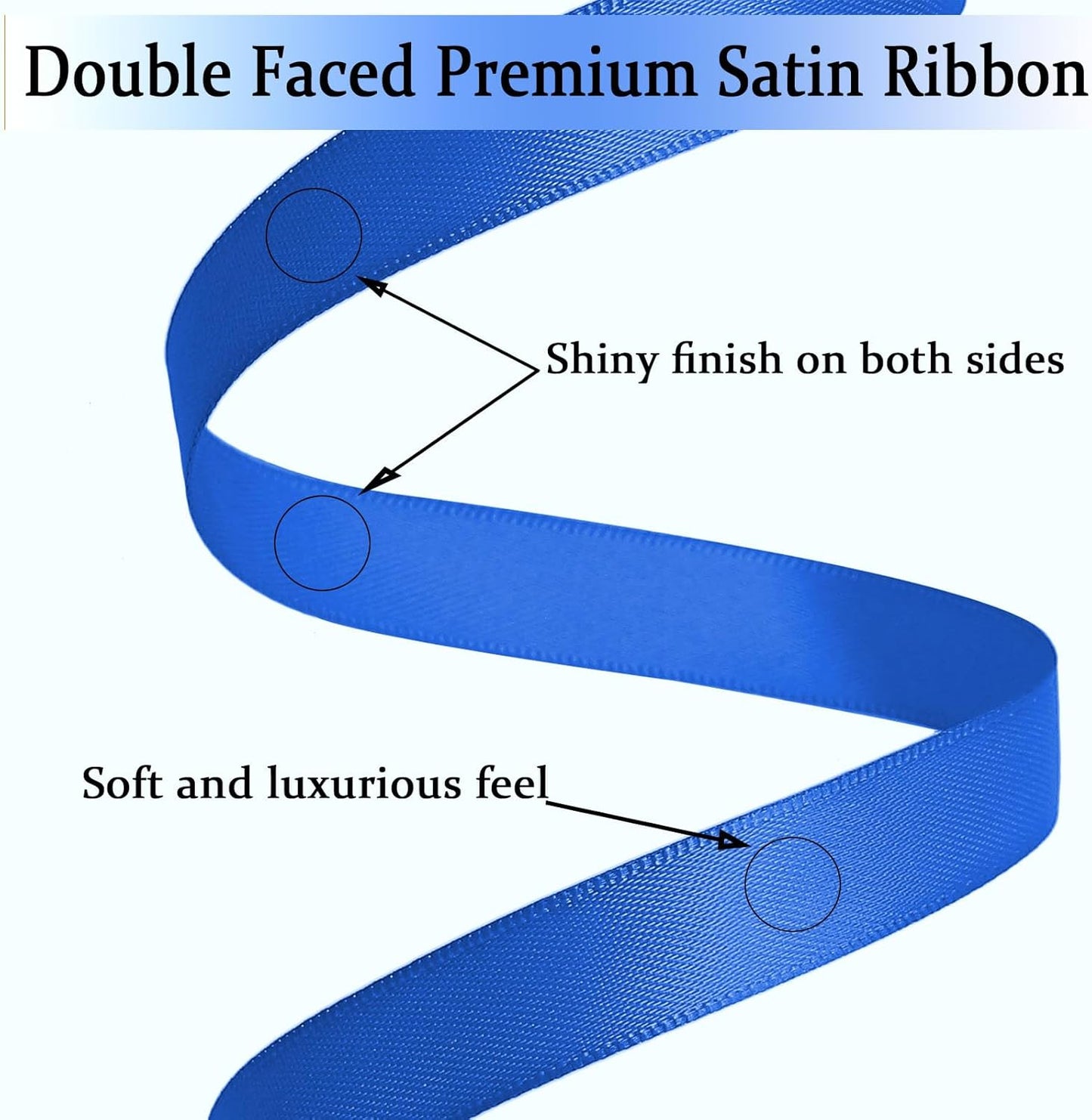 Royal Blue Satin Ribbon Double Faced Satin 1/2 inch x 55 Yards Polyester Ribbon for Gift Wrapping Crafts Wedding Decoration Bows Ornaments Party Bouquet Floral Arrangement