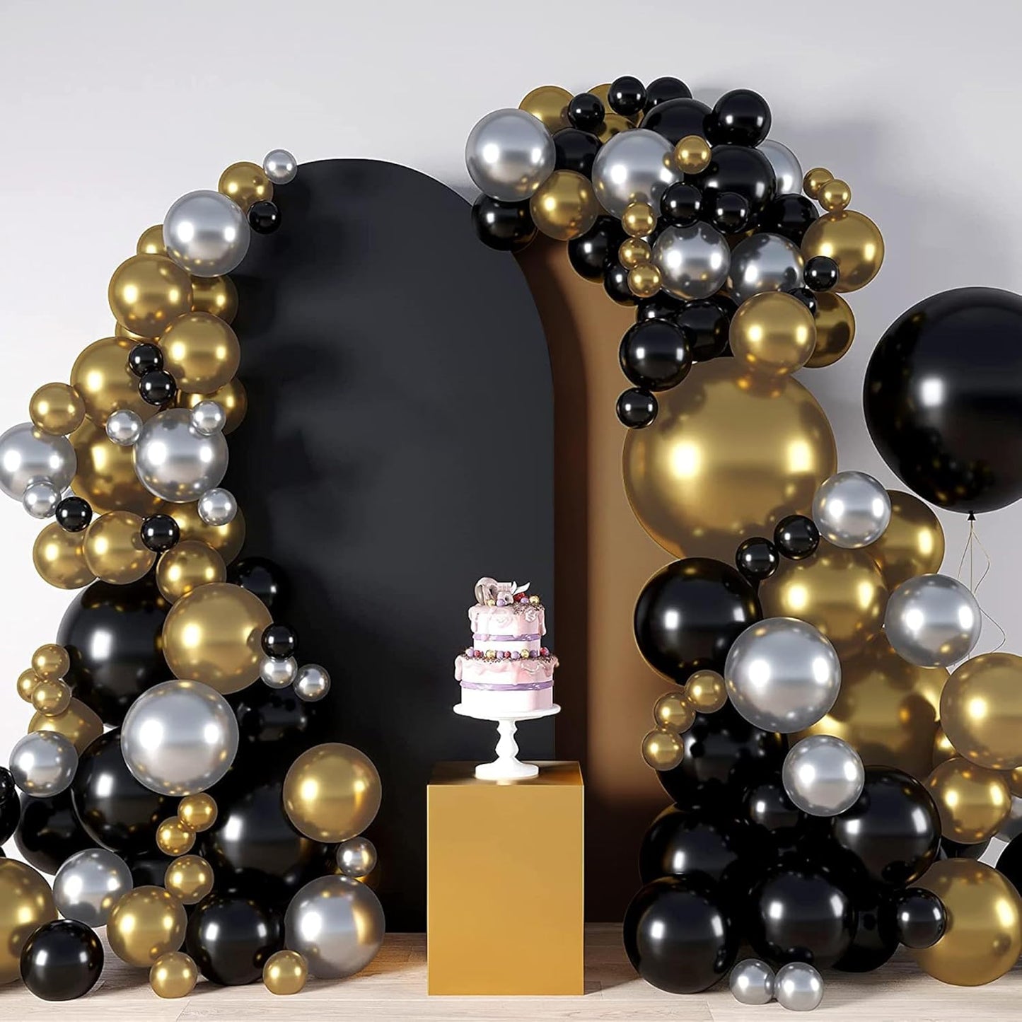 Wedding Arch Cover Spandex Arch Backdrop Cover 7.2FT,6FT Set of 2 Arch Covers Stretchy Backdrop for Wedding Birthday Party Decoration Baby Shower Banquet (Black)