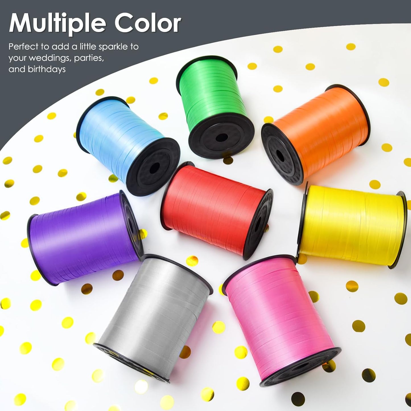 Black Curling Ribbon - 500 Yard Curly Gift Ribbon for Wrapping, Balloons & Floristry