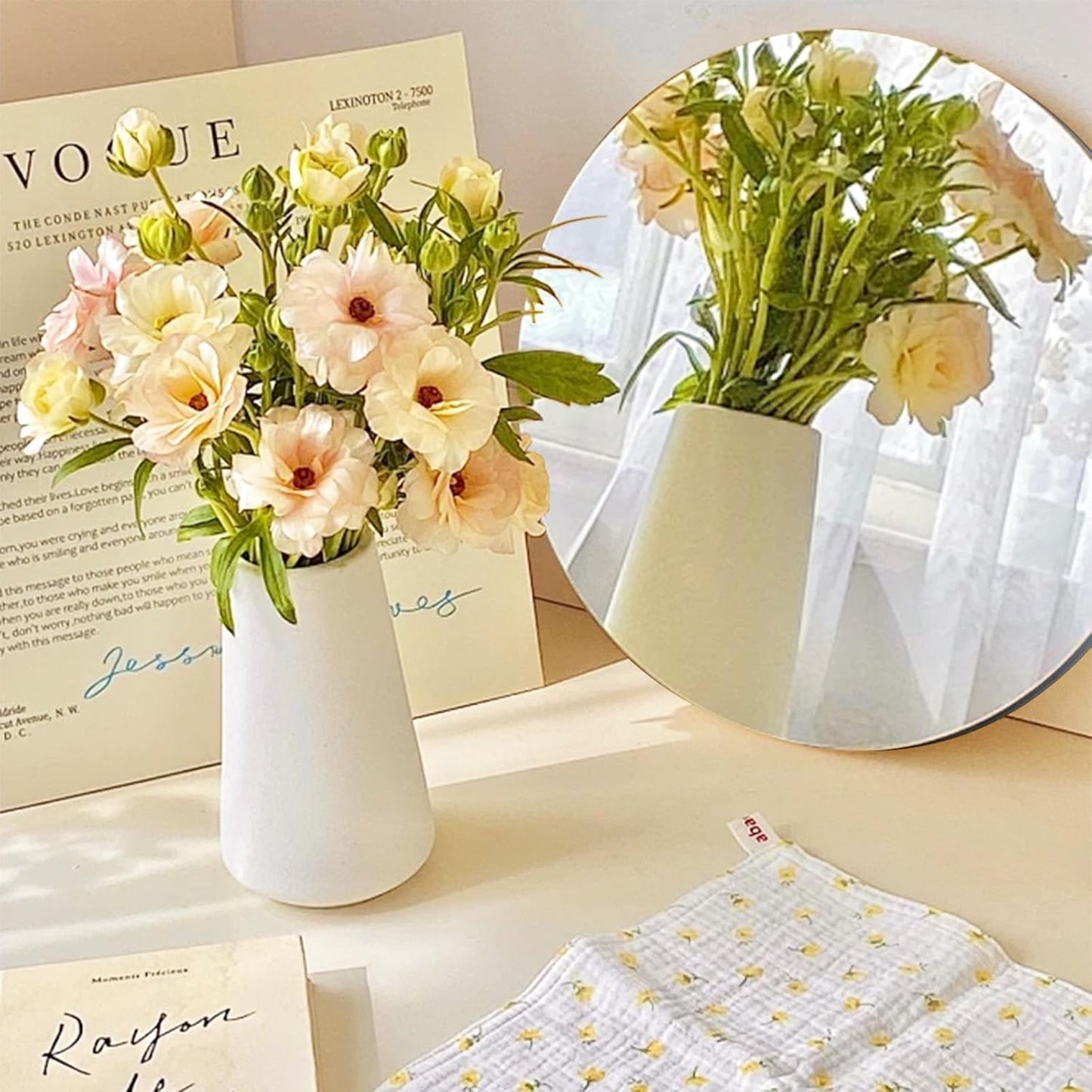 9PCS Round Mirror Tiles for Centerpieces, 10inch Mirror Trays Flat Circle Mirrors for Tables Mirror Centerpieces, Circle Mirror Candle Plates for Table Centerpieces Wedding Party Centerpieces