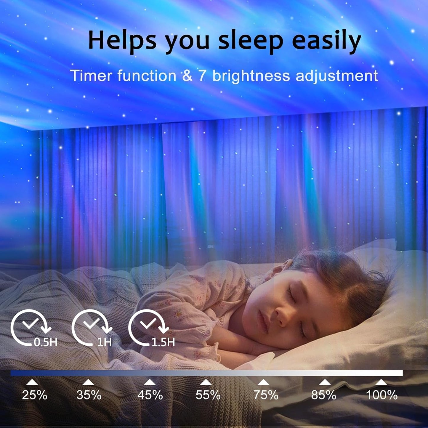 ELITUN Star and Aurora Night Light, Dual Effect Moon Galaxy Projector for Bedroom, 14 Colors With White Noise, Timer & Remote Control for Kids, Adults, Room Decor, Party