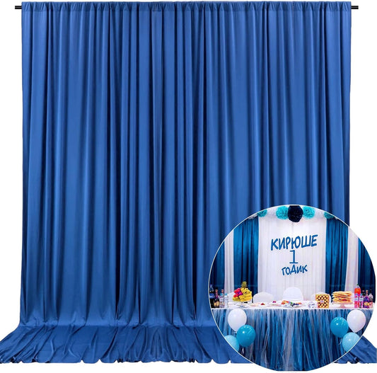 10 x 7 Feet Blue A Backdrop Curtain for Partie, Background Curtains for Photoshoot, Birthday, Wedding, Halloween, Thanksgiving, Christmas Day, New Year Party Decorations 5Ft x 7Ft, 2 Panels