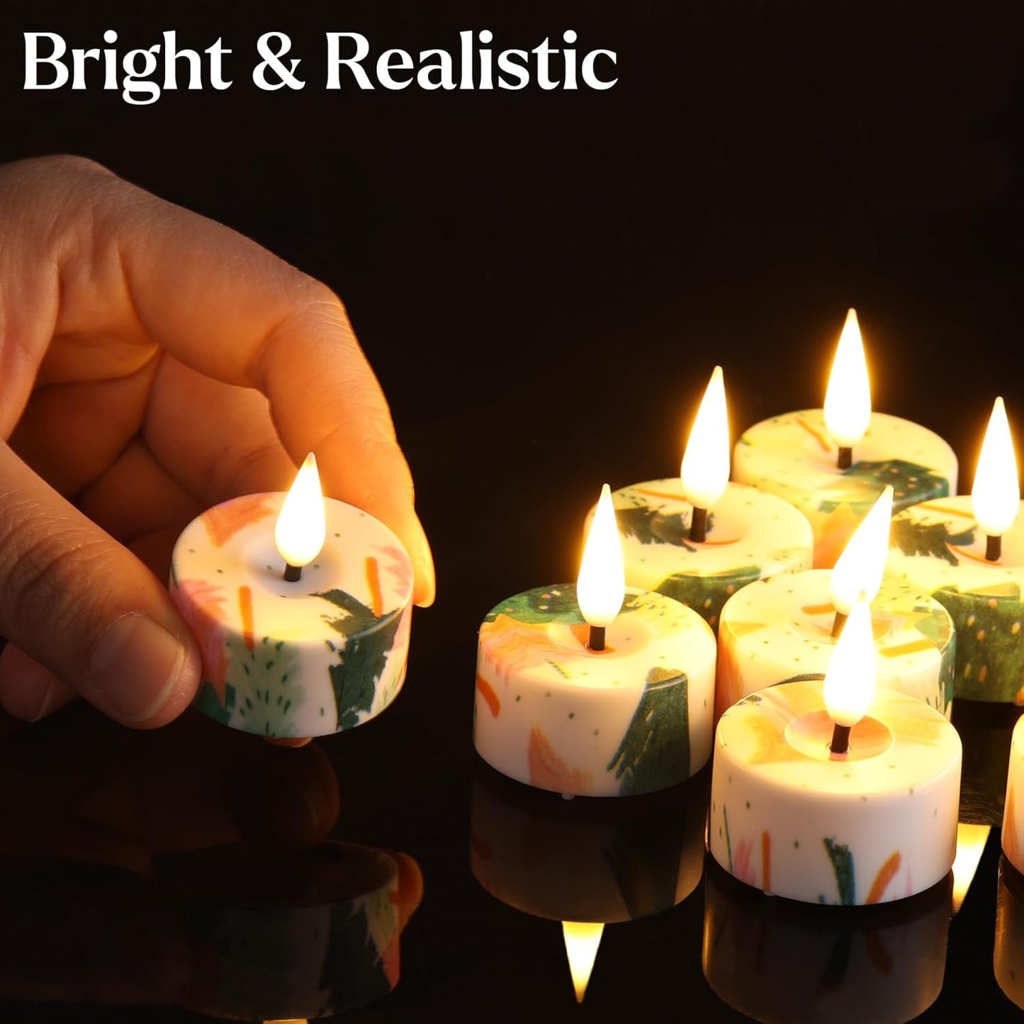 Eywamage Christmas Tree Flameless Tealights with Remote, Flickering Battery Operated LED Tea Votive Candles Set of 12