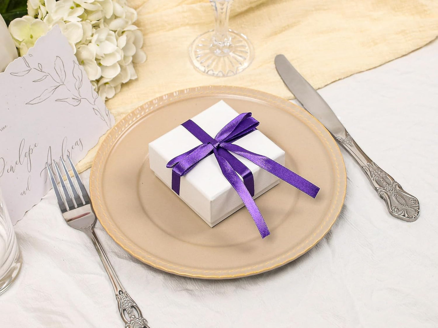 Purple Satin Ribbon 3/8 inch X Continuous 100 Yards, Single Face Polyester Ribbon Perfect for Gift Wrapping, Flower Bouquet, Wedding Decor, Crafts, Bow Making, Sewing and More