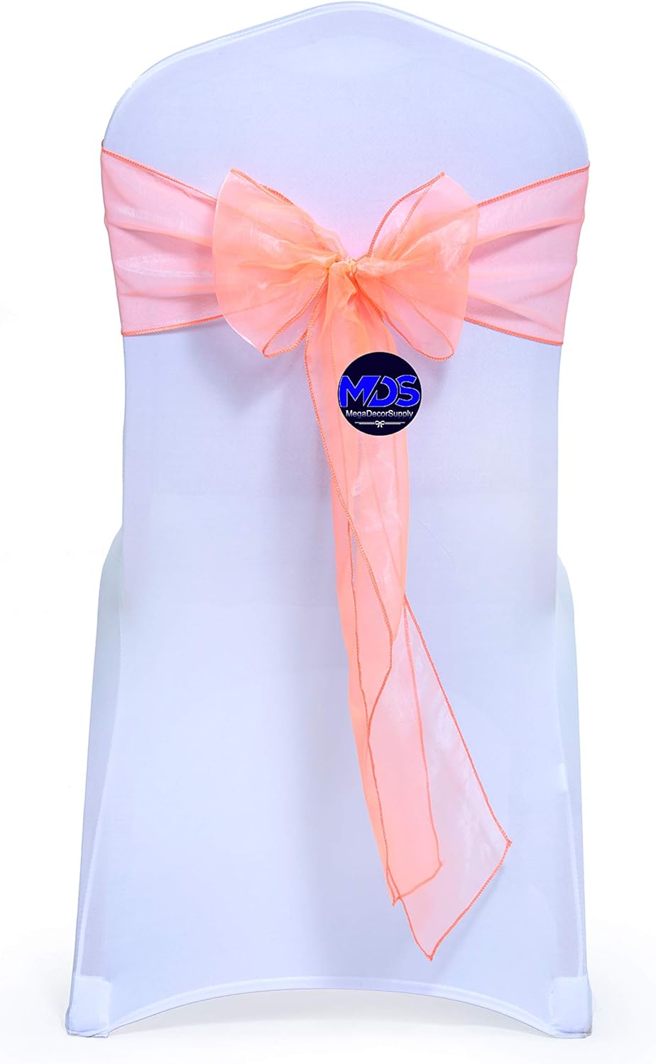 MDS Pack of 250 PCS Organza Chair Sashes Wider Dining Chair Bows Ribbon Tie Back for Wedding Party Birthday Bridal Shower Reception Event Banquet Home Chair Cover Decoration - Light Orange