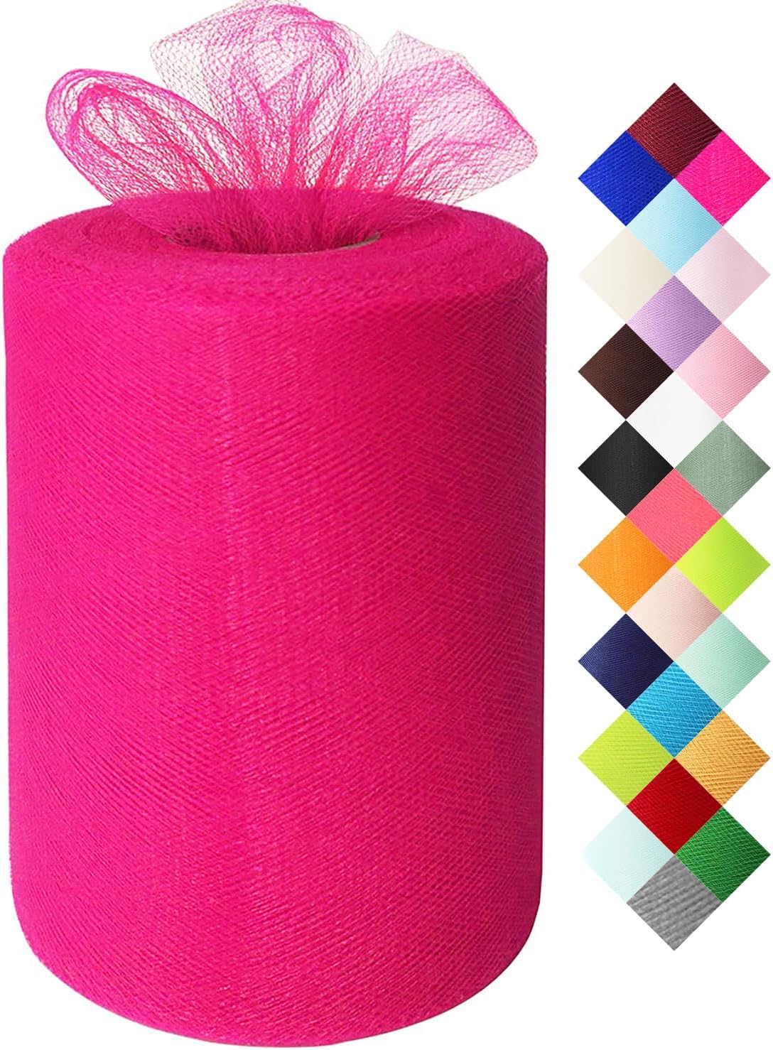 Fuchsia Tulle Fabric Roll 6 Inch X 300 FT (100 Yards) Matte Tulle Ribbon Netting Mesh Spool for DIY Tutu Skirt Wedding Bow Gift Wrapping Baby Shower Christmas Party Halloween Decorations