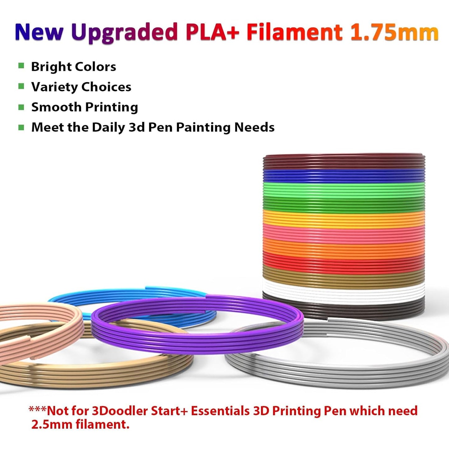 16-Color 320ft PLA 3D Pen Filament Refills - 1.75mm, Kids Safe, 250 Stencils eBook - for SCRIB3D P1 and MYNT3D Pens