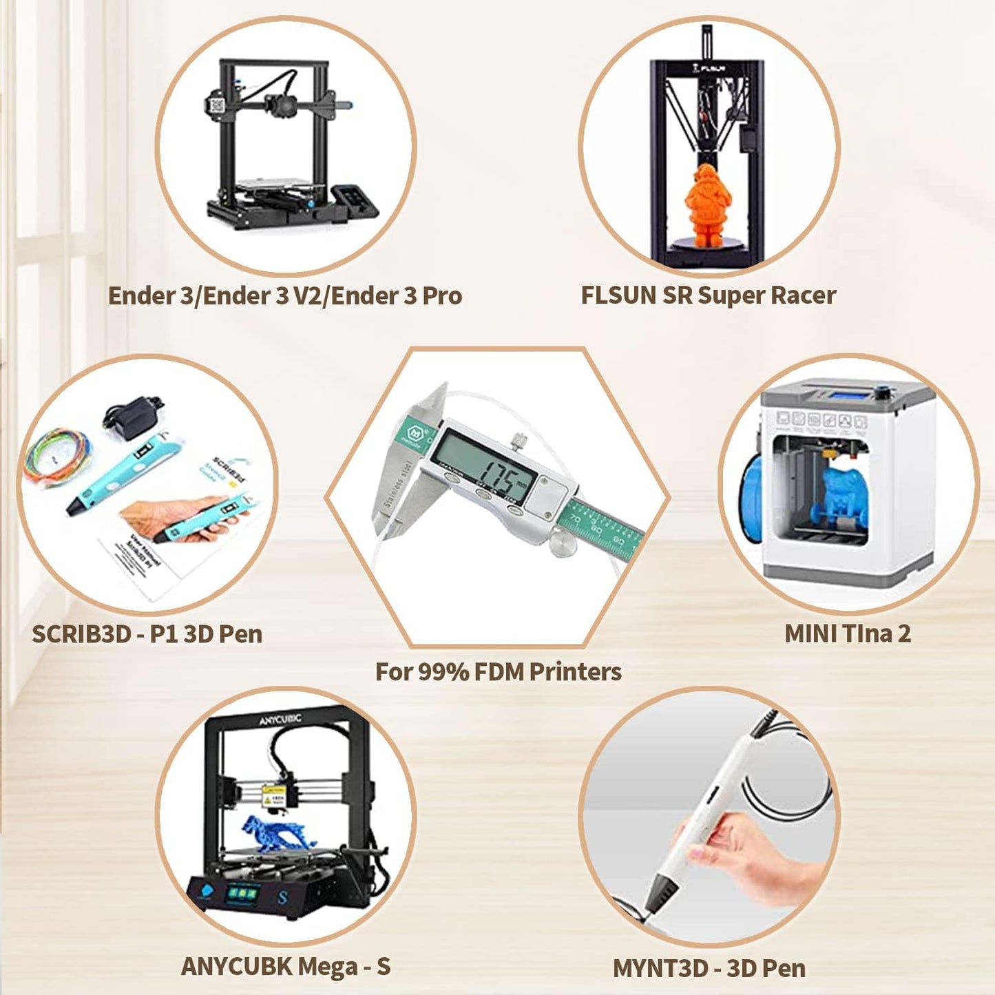 Glitter PLA Filament, Twinkling 3D Printer Filament, PLA Filament 1.75mm Dimensional Accuracy +/- 0.02mm, 1KG Spool (2.2 lbs), Fit Most FDM Printer (Glitter White)