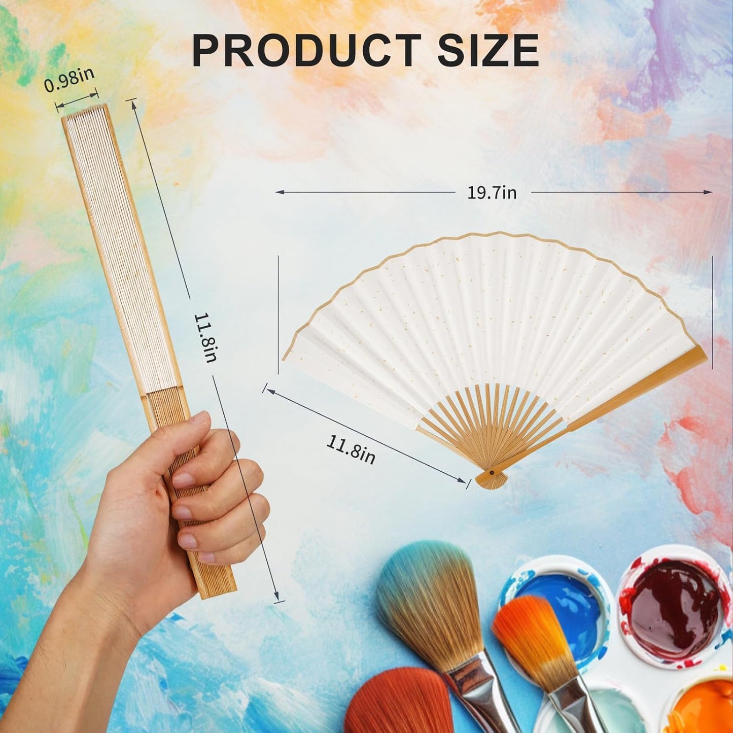 Premium White Folding Fan – Elegant Blank Canvas Crafted for Hand-Painted Art and Creative Masterpieces (Elegant Simplicity & Creative DIY, Pristine)