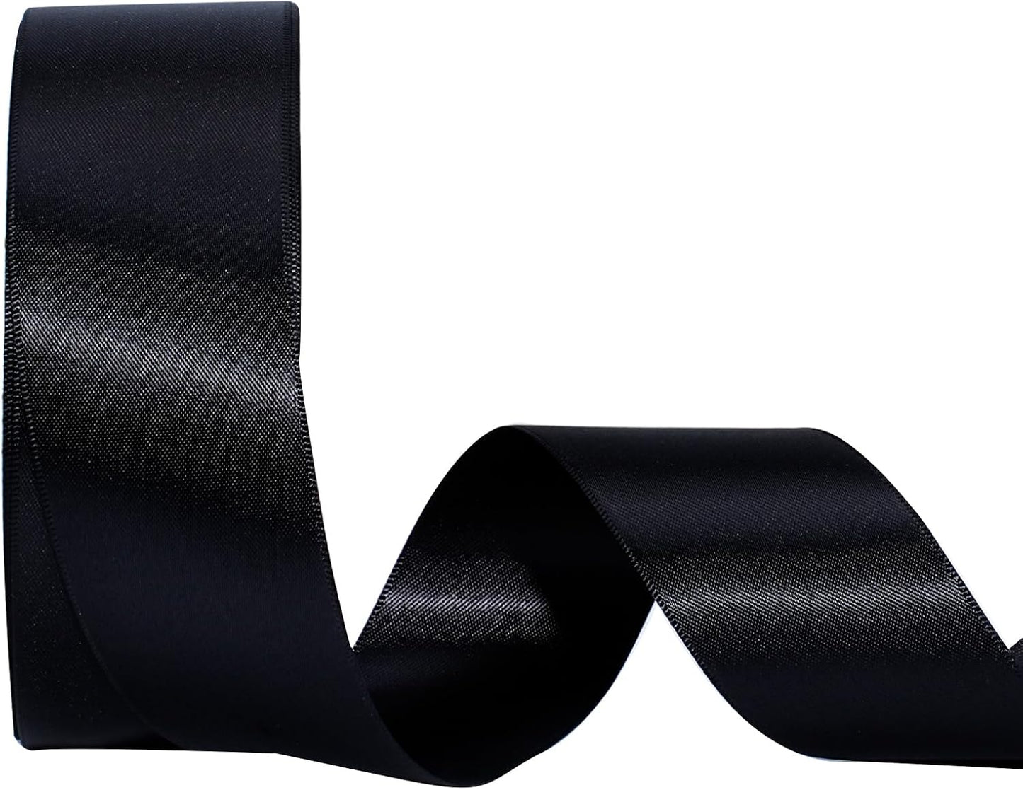 LaRibbons 1 1/2 Inch 25 Yard Double Faced Satin Ribbon,Black Satin Craft Fabric Ribbon for Gift Wrapping Floral Bouquets Wedding Party Decoration