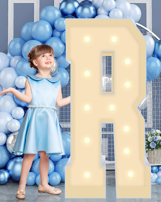 4FT Marquee Plastic Letters R - Light up Letters Are Made from Corrugated Plastic Board - Quick Assembly Without Tools, Disassembled Components Can Be Used for Garage Sale Signs, Yard Sale Signs