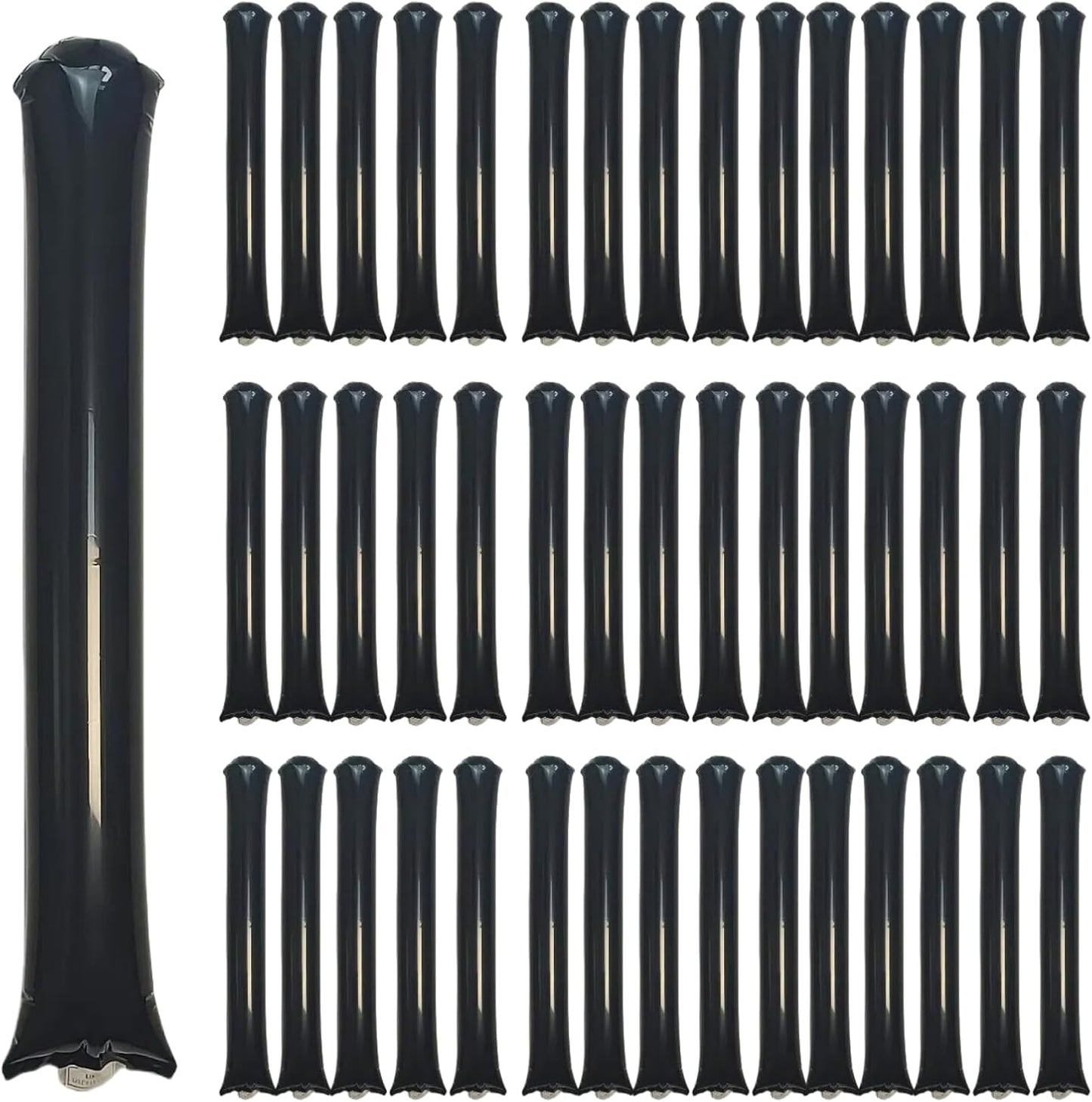 48pcs Round Head Boom Sticks Thunder Sticks Cheering Sticks Team Spirit Plastic Cheerleading Spirit Stick Clapper Inflatable Noise Maker Sports Supply (Black)