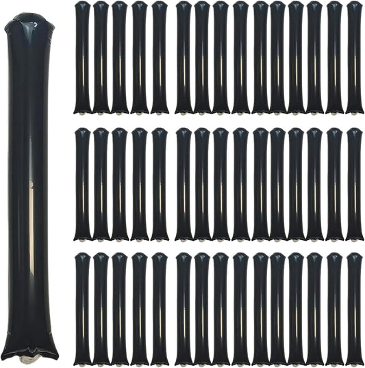 48pcs Round Head Boom Sticks Thunder Sticks Cheering Sticks Team Spirit Plastic Cheerleading Spirit Stick Clapper Inflatable Noise Maker Sports Supply (Black)