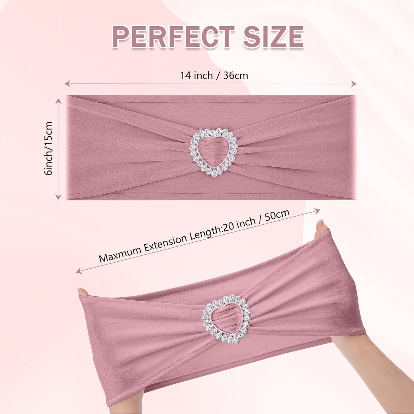 Howhic Pack of 30 Spandex Chair Sashes Bows Stretch Chair Cover Band with Buckle Slider Universal Elastic Chair Ties for Wedding Banquet Party Event Decoration (Dusty Pink)