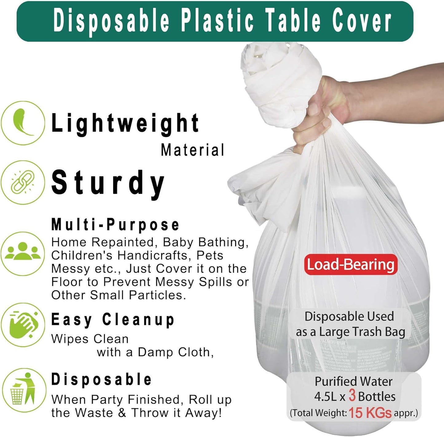 Black & White Gingham Checkered Plastic Tablecloths 2 Pack Disposable Table Covers 54 x 108 Inch Party Tablecovers Buffalo Plaid Table Cloth for BBQ, Picnic, Birthday