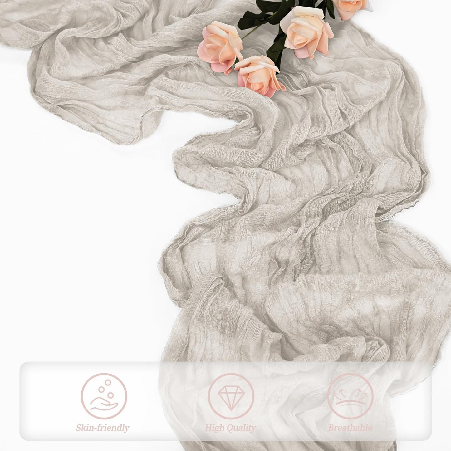 6 Pack Rose Brown Cheesecloth Table Runner 10FT Rustic Gauze Fabric Cheese Cloth Table Runner for Wedding Bridal Baby Shower Table Decor Boho Sheer Birthday Party Table Decorations 20 x 120 Inch Long