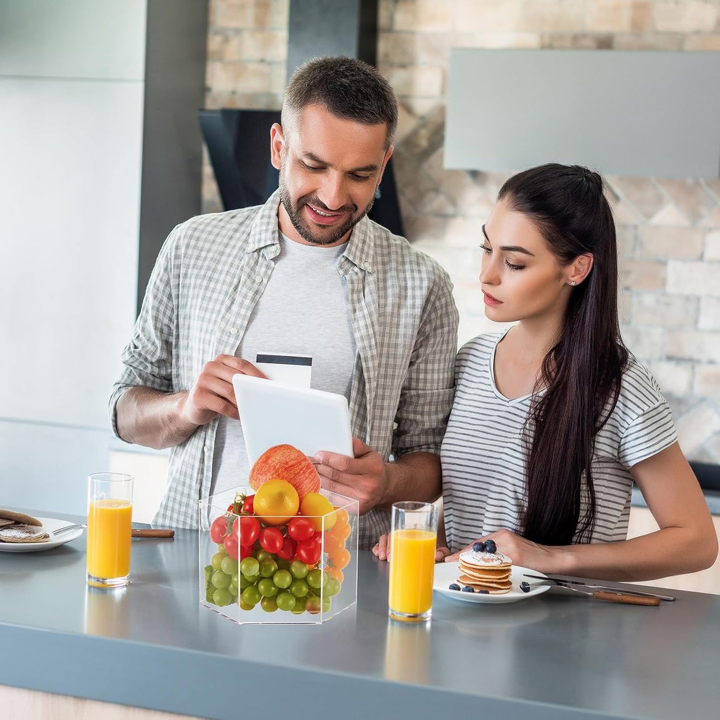 Leinuosen 7 Pcs Large Buffet Risers Set 6" to 12" Acrylic Display Box Catering Dessert Table Riser Food Display Decorative Stand with Hollow Bottom for Catering Supplies(Clear, Hexagonal)