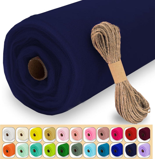 Navy Blue Tulle Fabric Roll, 54" x 40 Yards (120FT) Tulle for Wedding Decoration DIY Tutu Party Backdrop Baby Shower Table Skirts Gift Wrapping