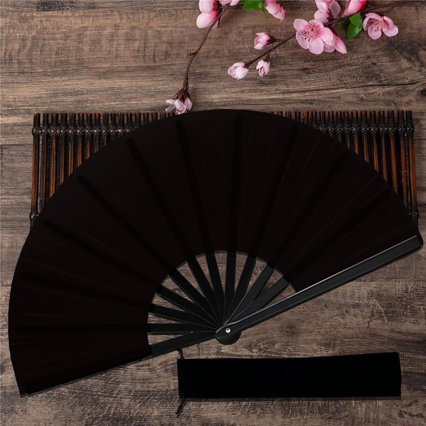 13inch Large Rave Fan Popping Clacking Fans for Line Dancing,Hand Fans for Women Foldable,Boots on The Ground Fan,Portable for Outdoor,Wedding,Party,Decoration (6pcs Black)