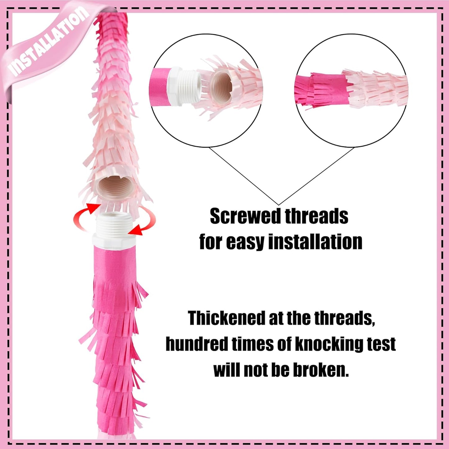 PCFING 20 Inch Number 7 Piñata Pink Gold with 30 Inch Piñata Stick Blindfold Confetti for Boys Girls Adults Birthday Party Decorations, Anniversary Celebration, Fiesta