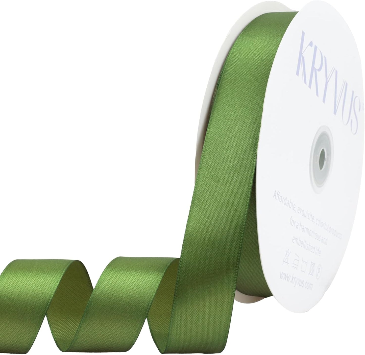 Olive Green Satin Ribbon 1 inch X Continuous 100 Yards, Single Face Polyester Ribbon Perfect for Gift Wrapping, Flower Bouquet, Wedding Decor, Crafts, Bow Making, Sewing and More