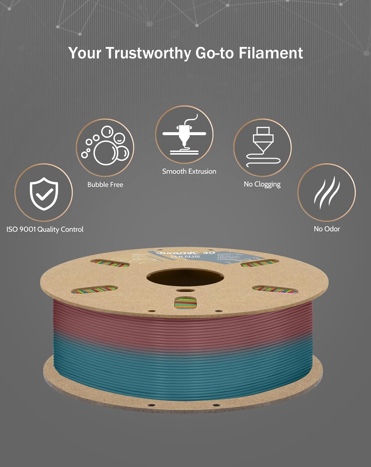 PLA Plus Filament 1.75mm Rainbow Tougher and Stronger Dimensional Accuracy Probability +/- 0.02mm
