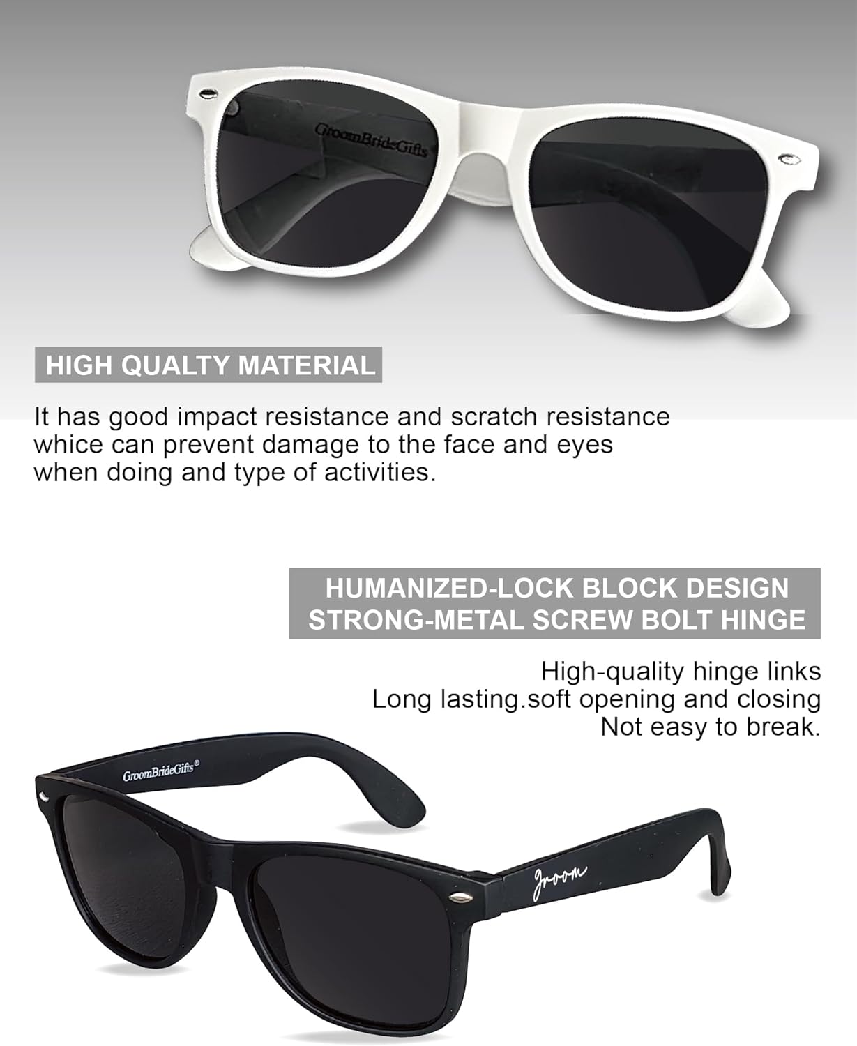 Bride and Groom Polarized Sunglasses for Wedding – UV400 Protection, Lightweight & Stylish Couple Sunglasses