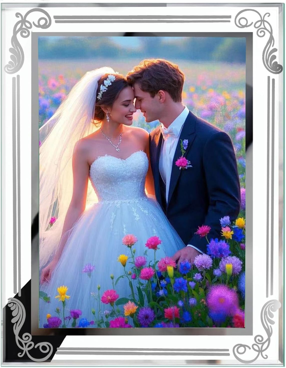 Glass Photo Frames Picture Frame 4x6 High Definition Silver Vertical and Horizontal for Table Desk Shelf Office House Decoration Gifts