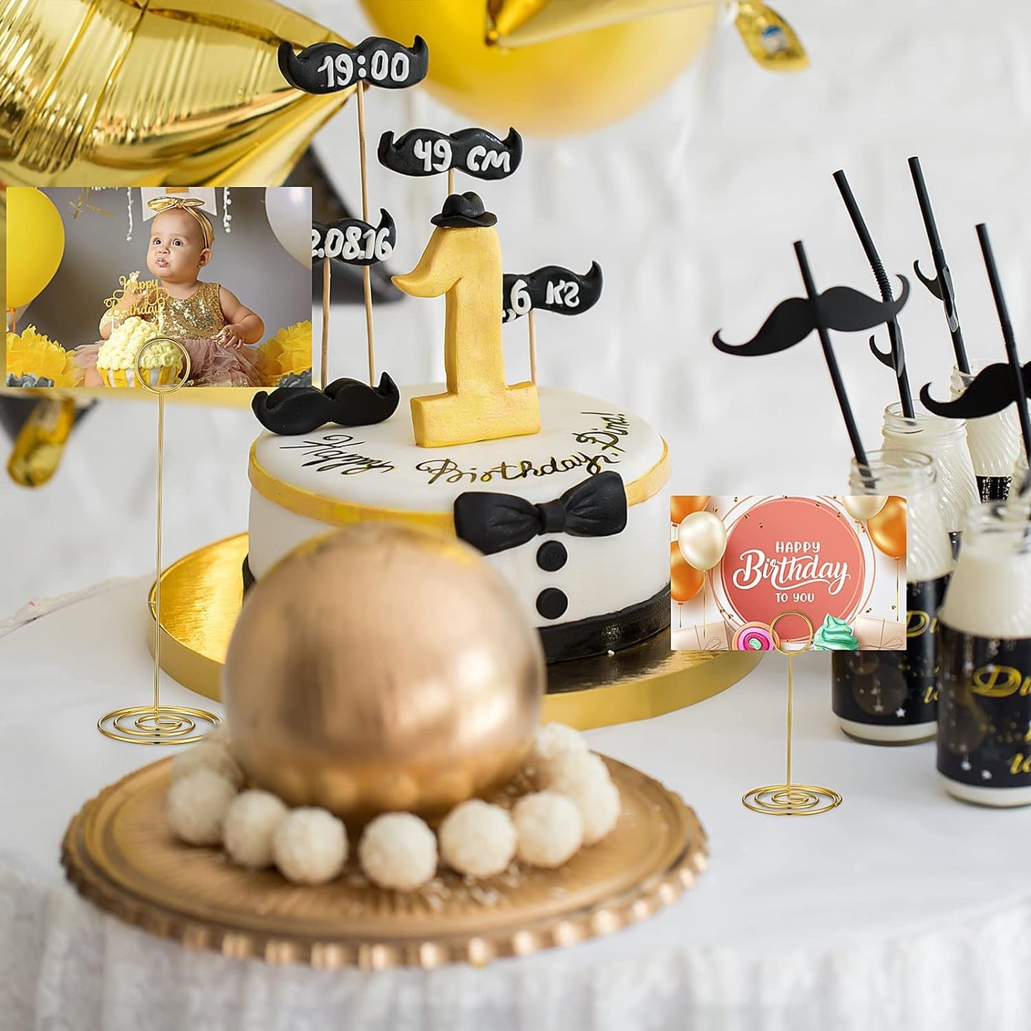 Teling 36 Pieces Table Number Holders 3 Size Place Card Holder Name Numbers Menu Memo Note Card Picture Photo Clip Stand Table Sign for Wedding Anniversary Party Display(Gold)