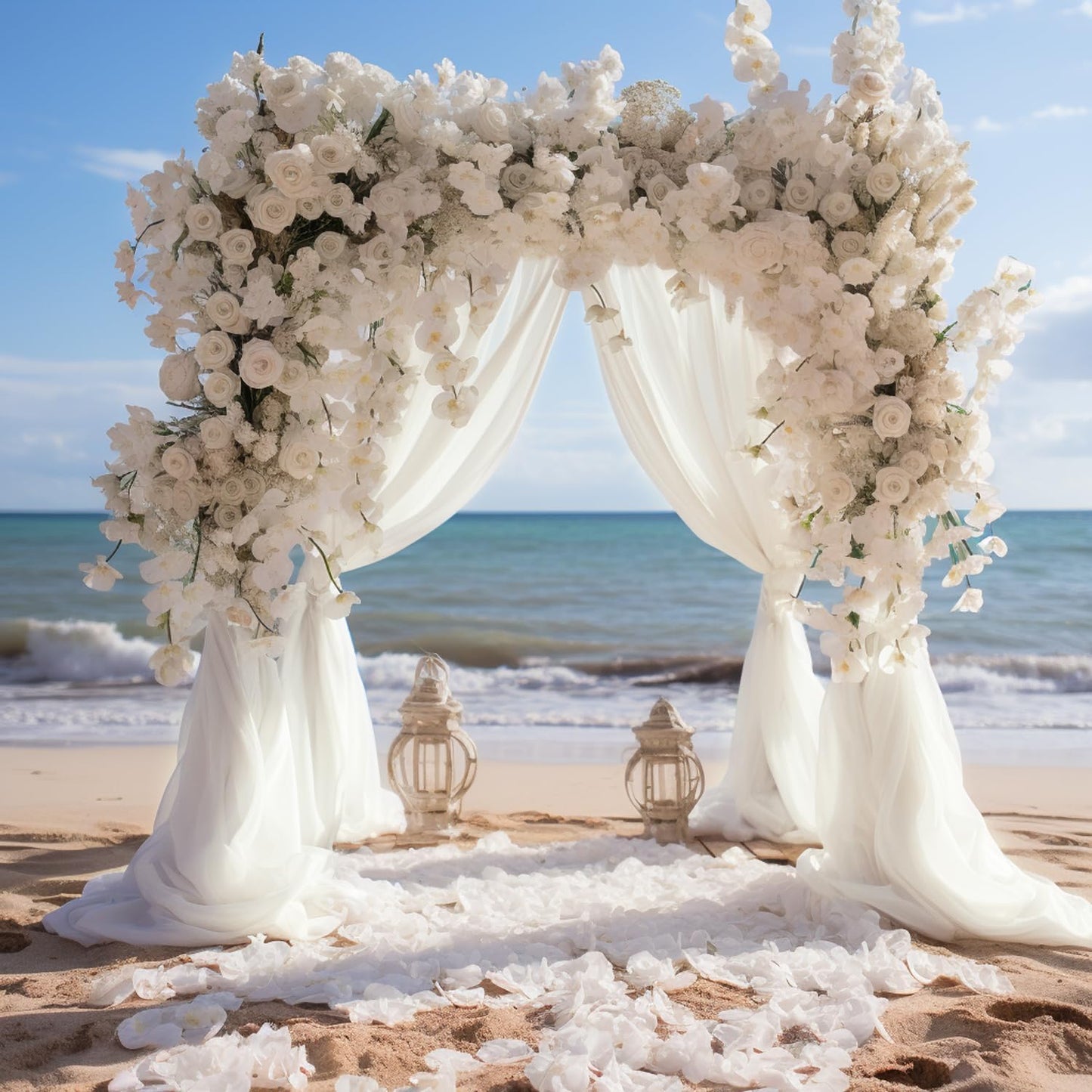 Wokceer Wedding Arch Draping Fabric 3 Panels 28.7" x 20FT Ivory Drapes Sheer Fabric Backdrop Arch Draping for Wedding Ceremony Birthday Party Bridal Shower Decoration
