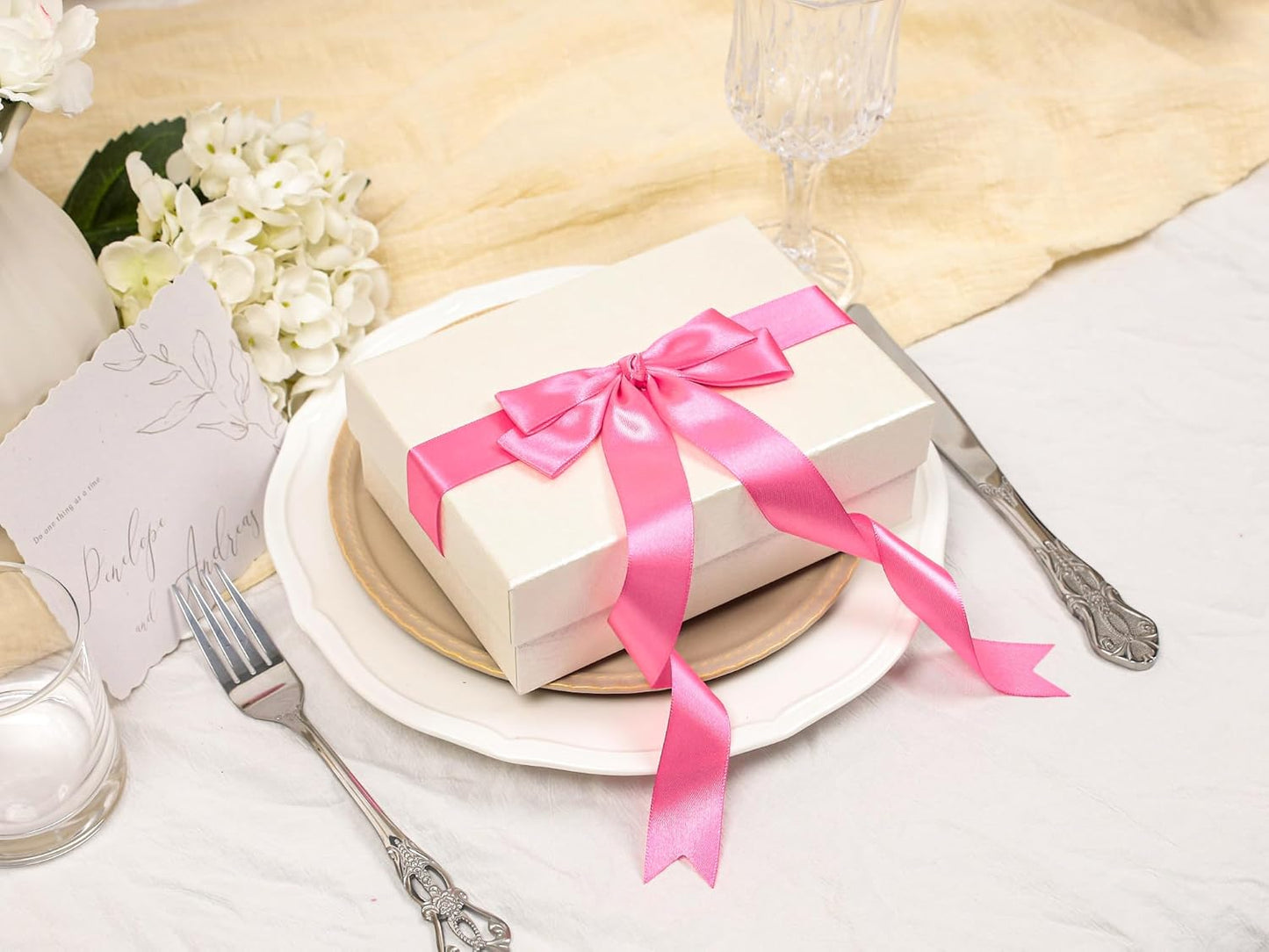 Hot Pink Satin Ribbon 1 inch X Continuous 25 Yards, Single Face Polyester Ribbon Perfect for Gift Wrapping, Flower Bouquet, Wedding Decor, Crafts, Bow Making, Sewing and More