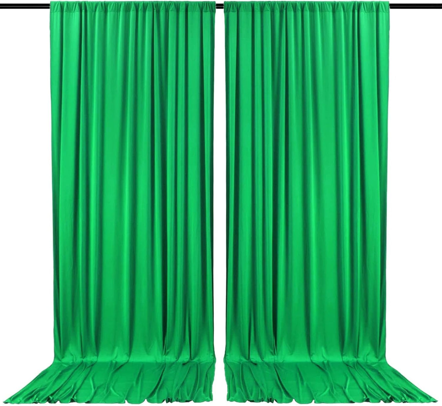 2 Panels Green Backdrop Curtain, 10 x 7 Feet Background Curtains for Parties, Weddings, Baby Showers, Bachelorette Halloween, Christmas Birthday Party Photoshoot Backdrop Curtains Decorations