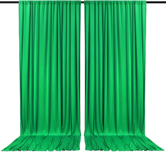 2 Panels Green Backdrop Curtain, 10 x 7 Feet Background Curtains for Parties, Weddings, Baby Showers, Bachelorette Halloween, Christmas Birthday Party Photoshoot Backdrop Curtains Decorations