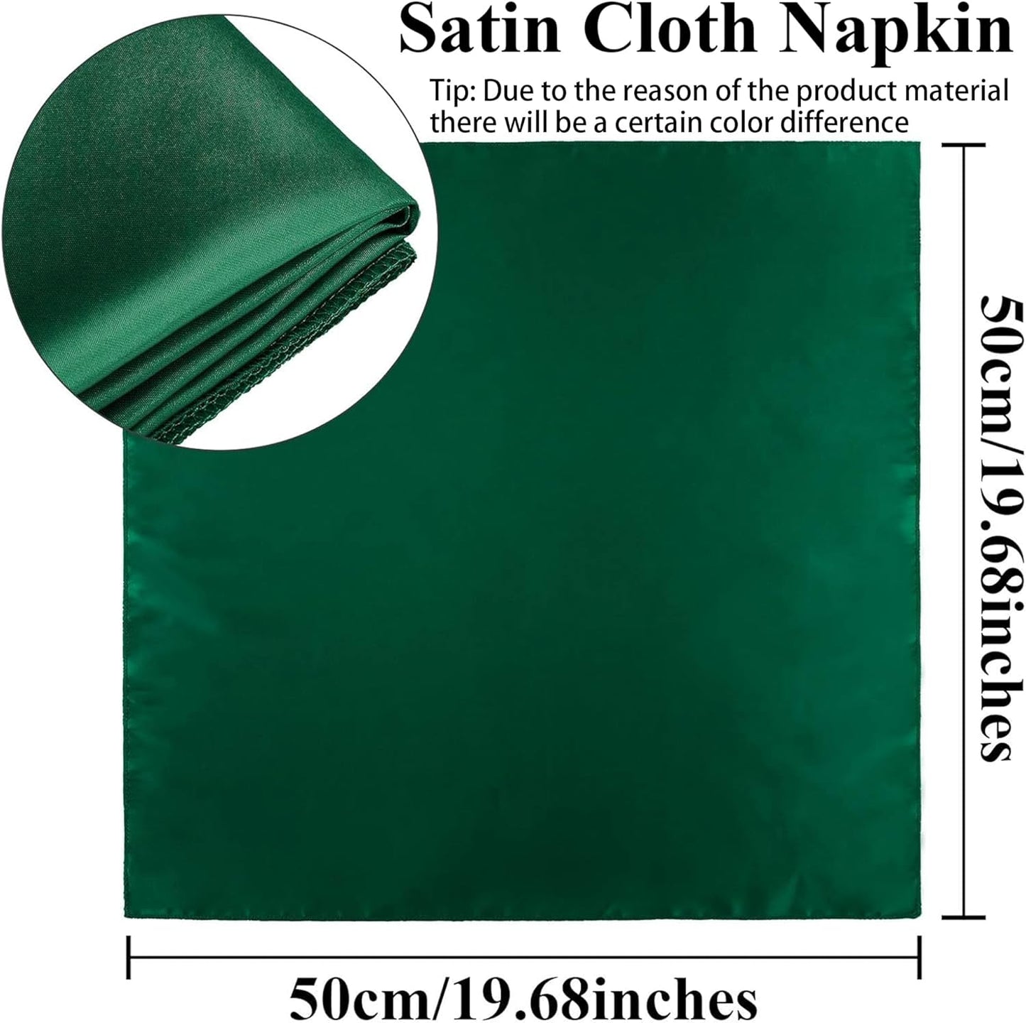 Aneco 24 Pieces Satin Napkin Square 20 x 20 Inches Dinner Napkins Weddings Party Napkin Soft Table Napkins for Romantic Weddings Party Dinner Decoration (Forest Green)