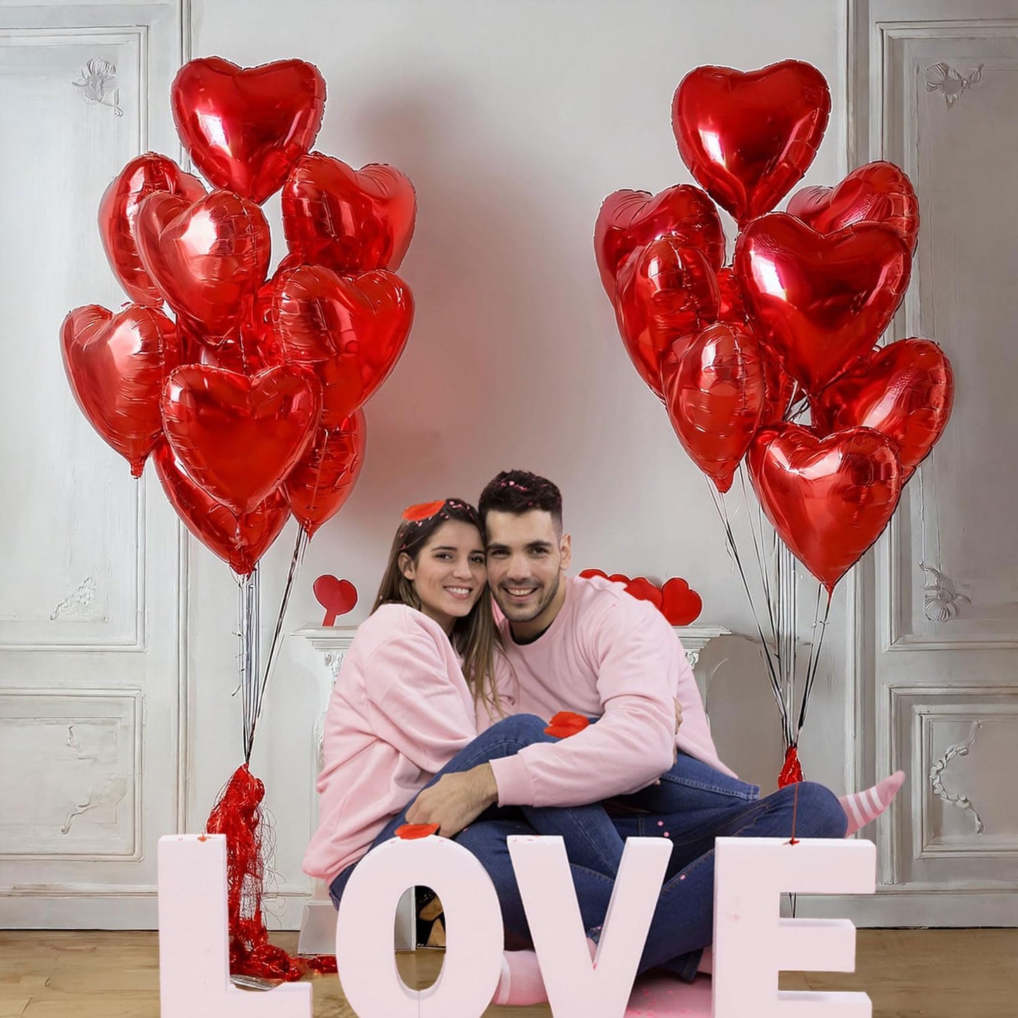 Valentines Day Balloons with Heart-Shape, love Foil Balloons for Romantic Special Night Decorations and WILL YOU BE MY GIRLFRIEND，Engagements, Proposals, and Valentine's Day XXOO gals
