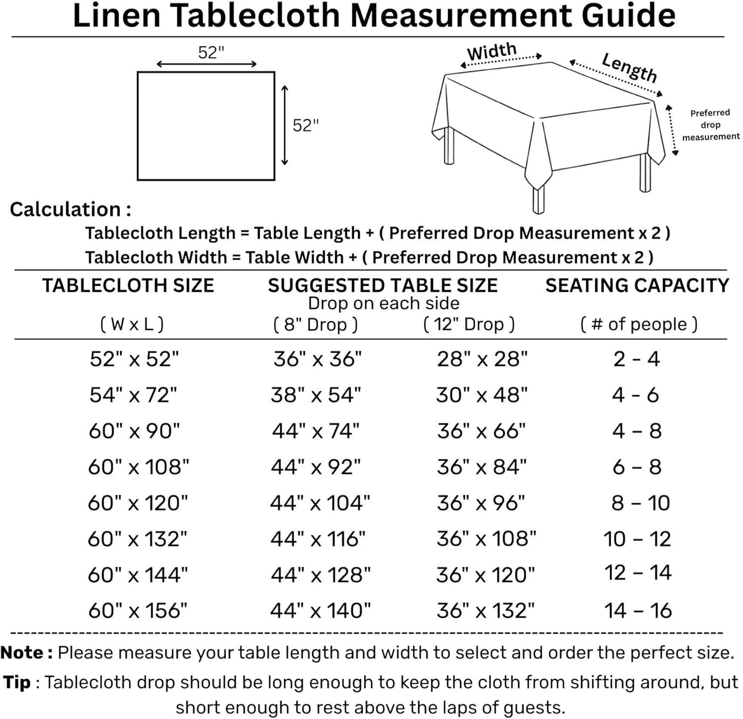 Solino Home Black Linen Tablecloth 52 x 52 Inch - 100% Pure Linen Square Table Throw - Classic Hemstitch, Machine Washable Table Cloth for Fall, Autumn, Halloween, Thanksgiving, Holiday